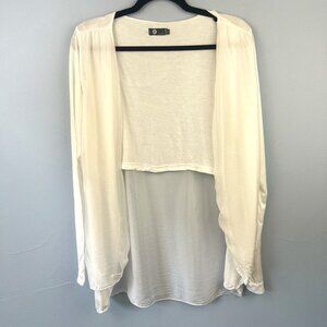 M Made in Italy White 100% Silk Sheer Cardigan Size XL Delicate Feminine Romance